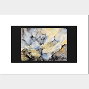 Blue, Gold and Grey Marble effect, Abstract Art Posters and Art